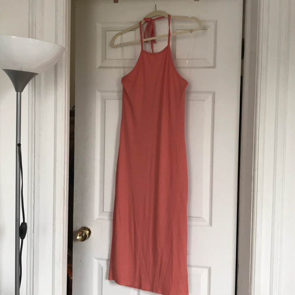 Mandee Pink Ribbed Halter Dress